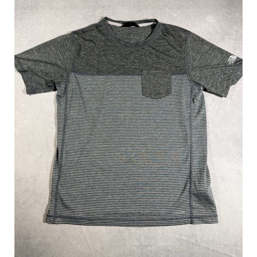 The North Face Shirt Mens Medium Two Tone Striped Flash Dry Active Short Sleeve